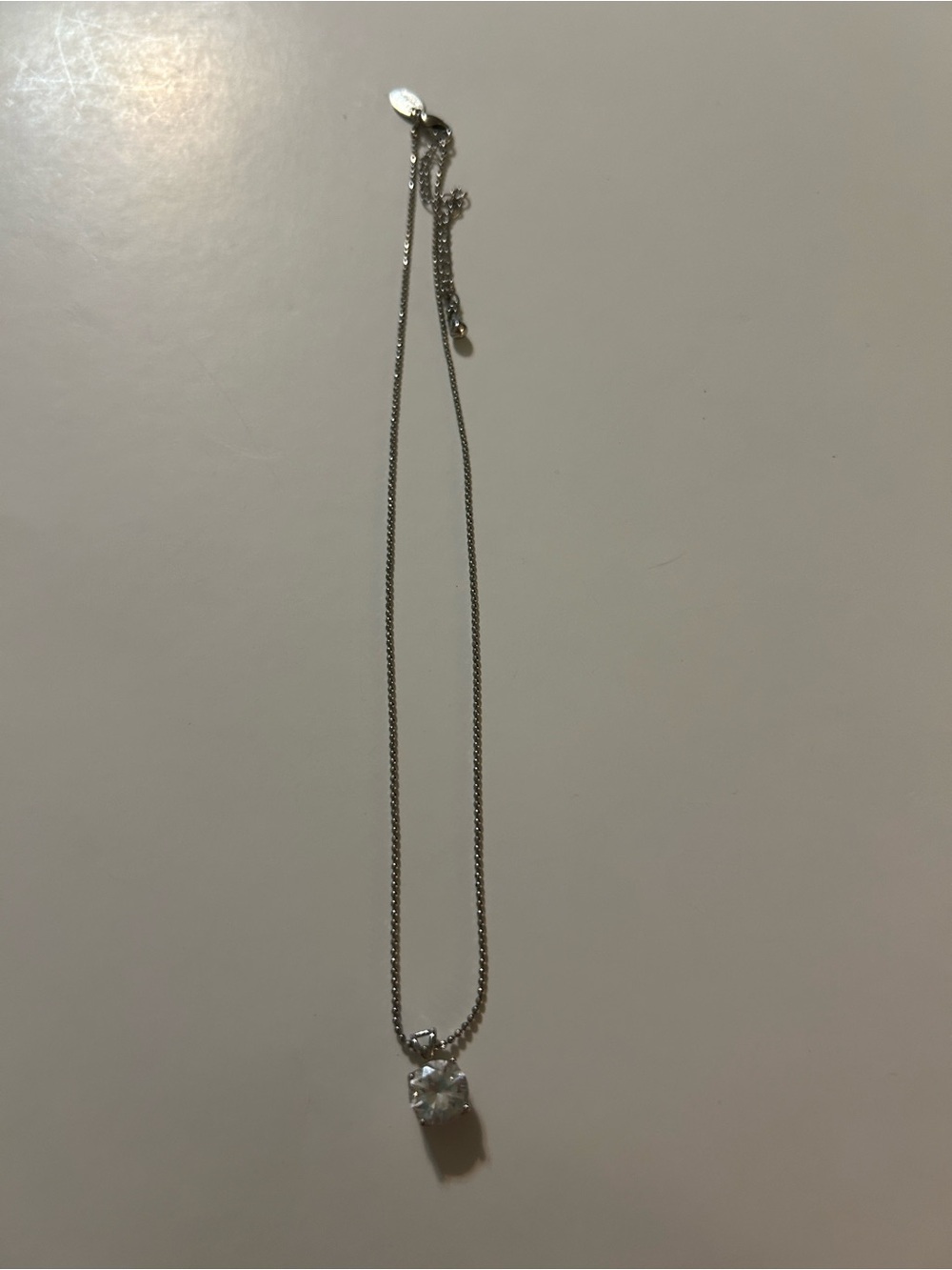 Lia Sophia Silver-Tone Necklace with Clear Solitaire Stone